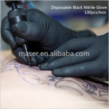 Nitrile Guantes desechables en polvo libre tatuaje mecánico Industrial S, M, L, desechables guantes de nitrilo negro